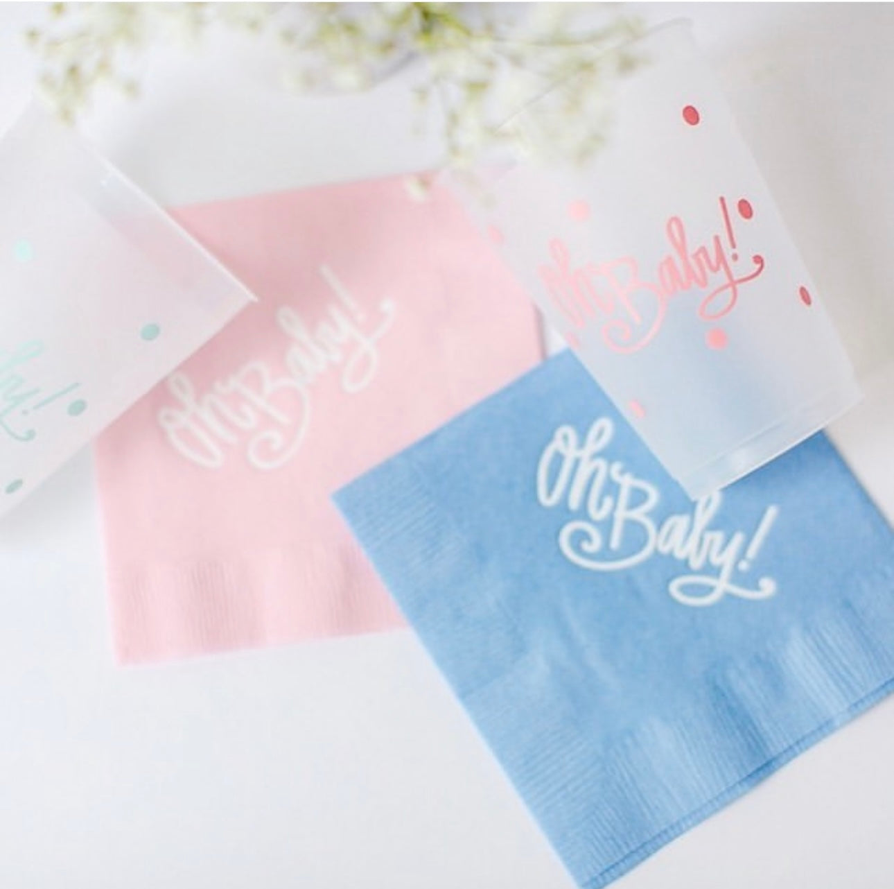 Oh Baby Cocktail Napkins - Blue