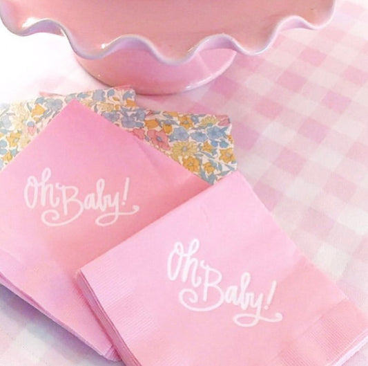 Oh Baby Cocktail Napkins - Pink