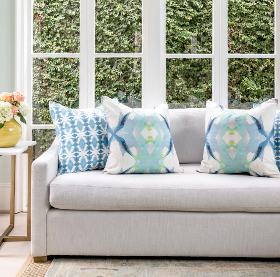 Laura Park Spice Market Blue Linen Cotton Pillows