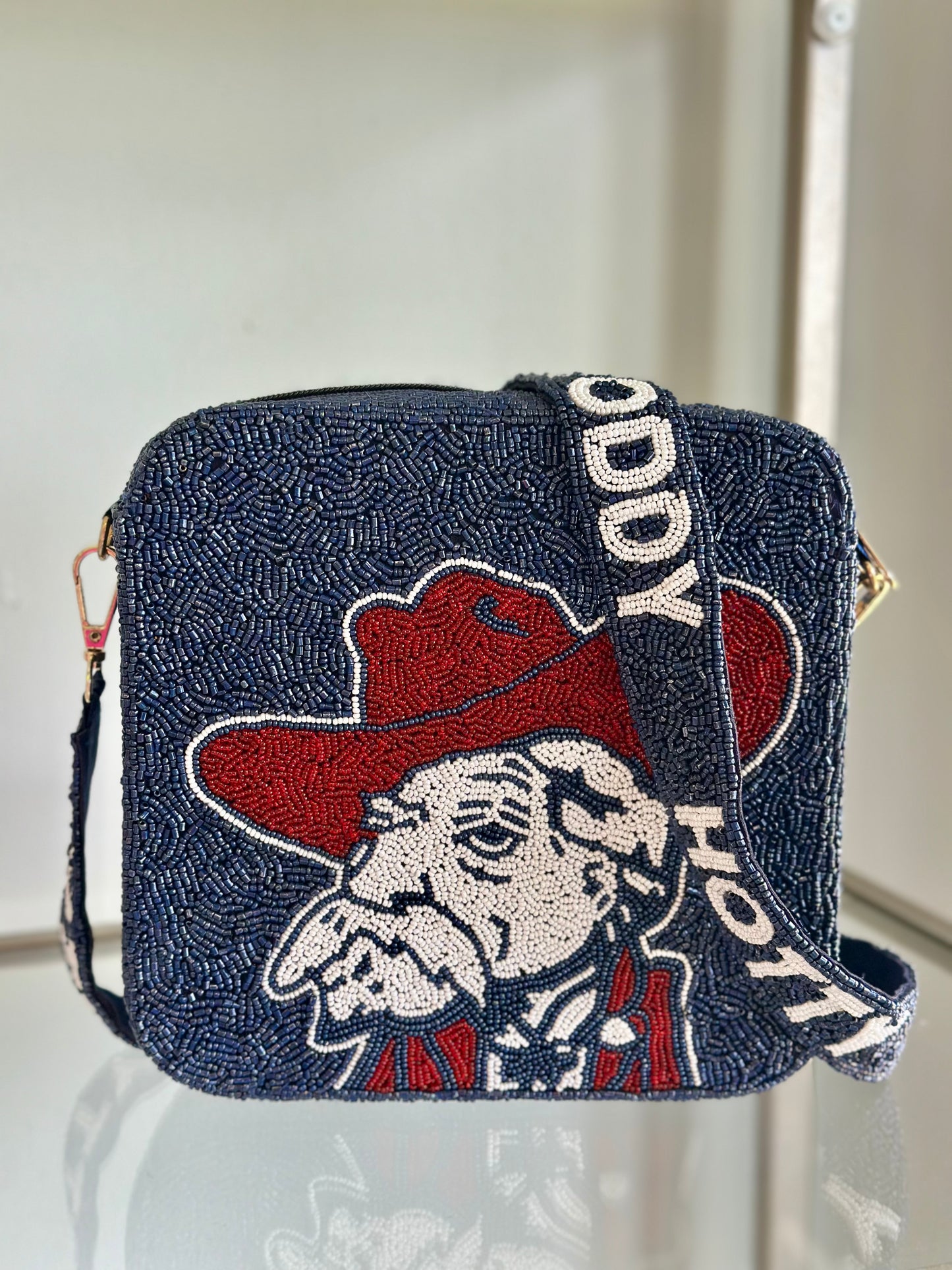 Beaded Colonel Red Game Day Purse