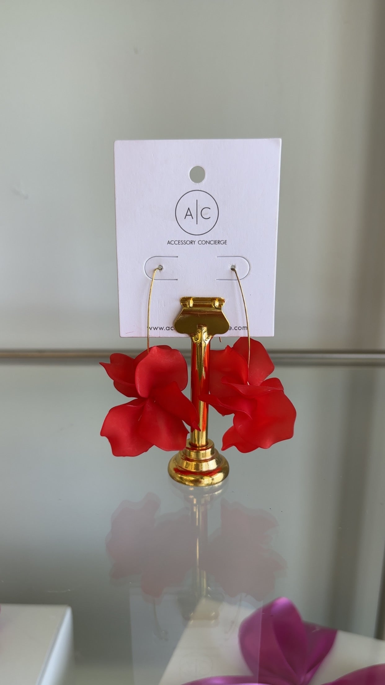 Red Flower Earrings