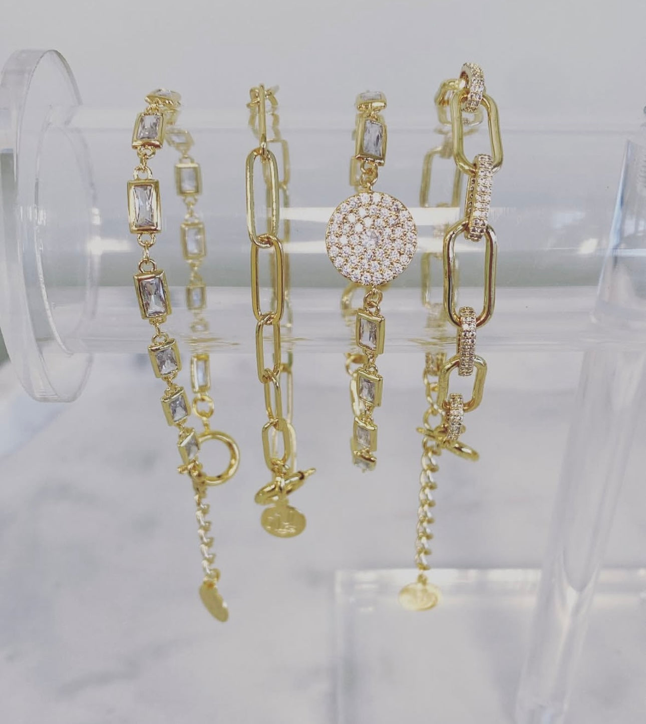 Victoria Lynn 14 kt Crystal Disc Bracelet