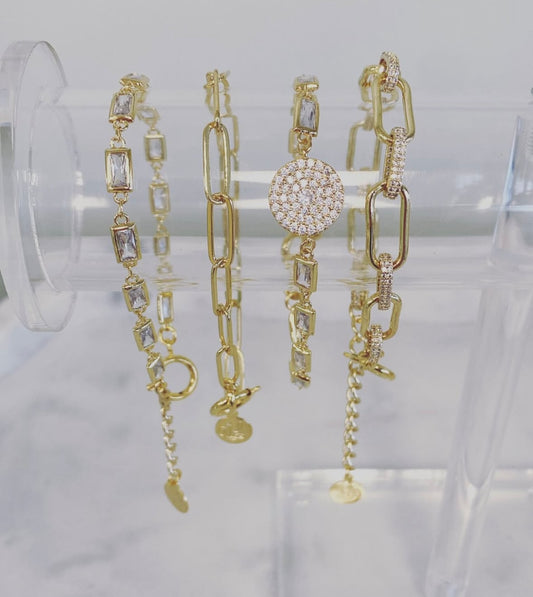 Victoria Lynn 14 kt Crystal Disc Bracelet