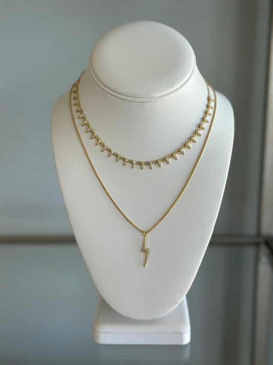 Klassy Rounds Lightning Bolt Necklace