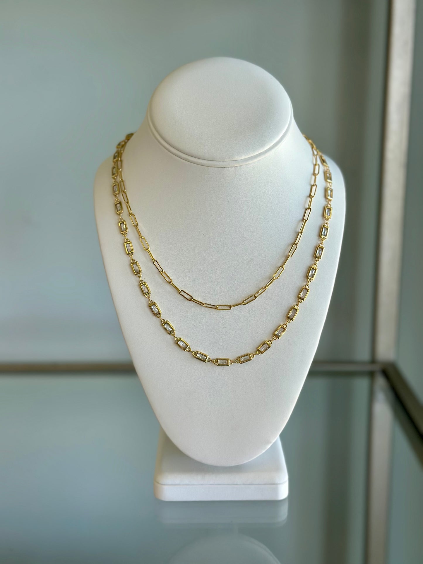 Victoria Lynn 14 kt Rectangular Crystal Necklace