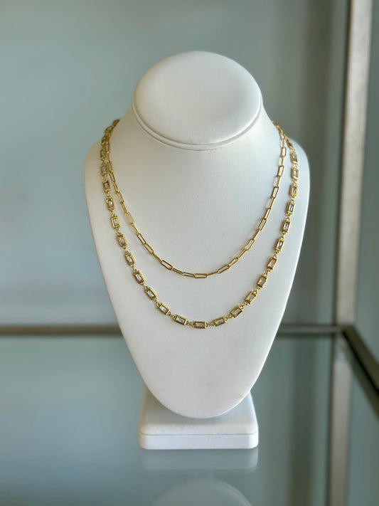 Victoria Lynn 14 kt Rectangular Crystal Necklace
