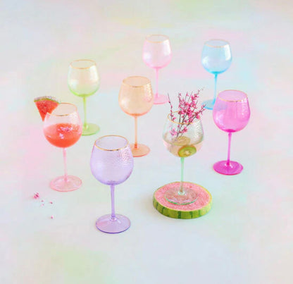 Glitterville Colorful Wine Glasses - Hot Pink