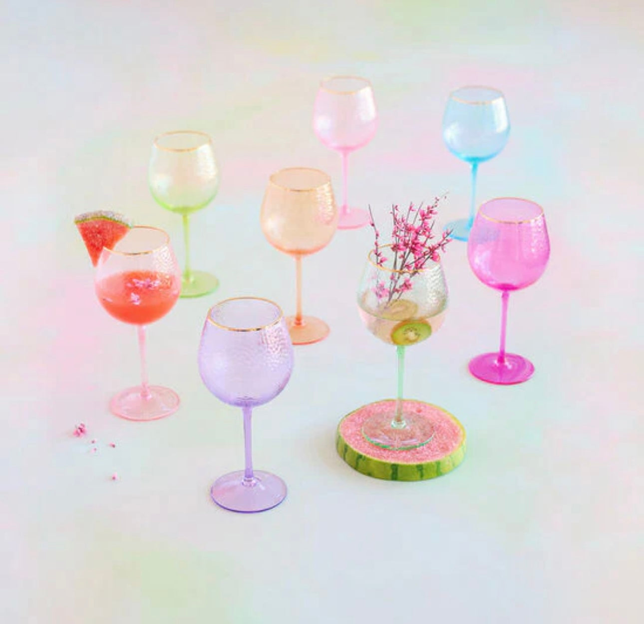 Glitterville Colorful Wine Glasses - Mint