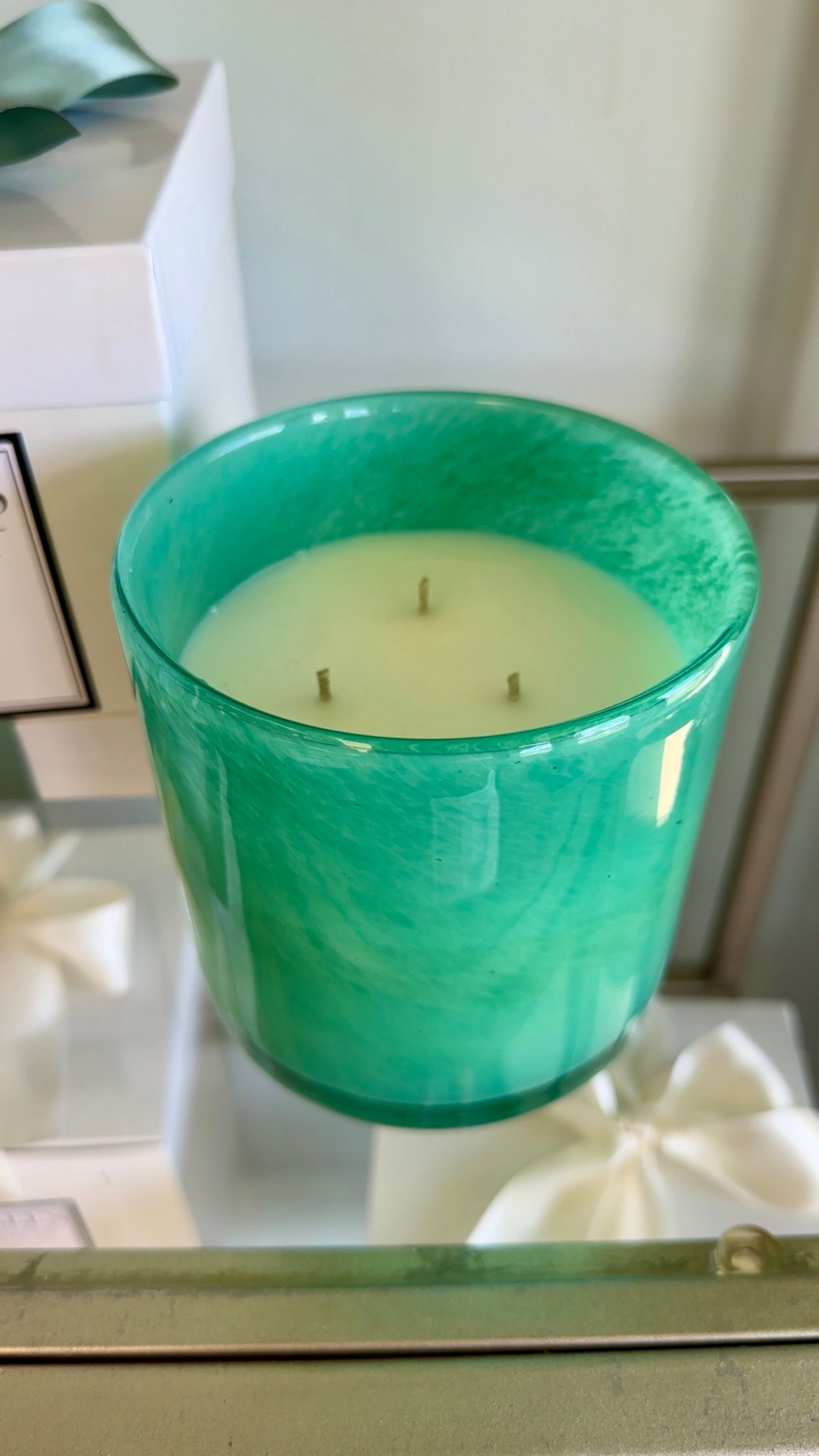 B's Knees Colored Glass 3 Wick Candle - Aleja