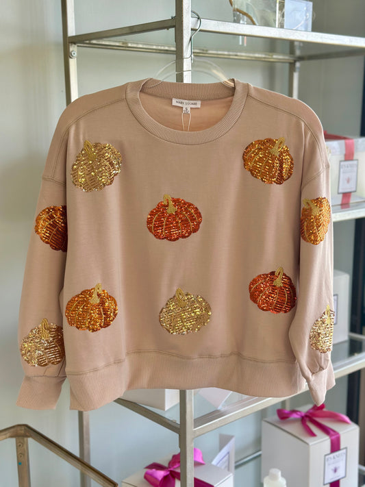 Mary Square Fall Pumpkin Sweatshirt