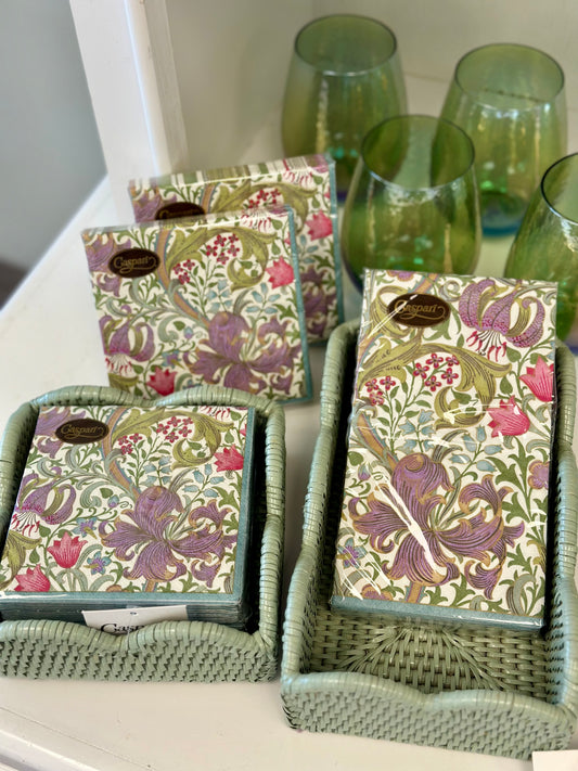 Caspari Beverage Napkins - Golden Lily