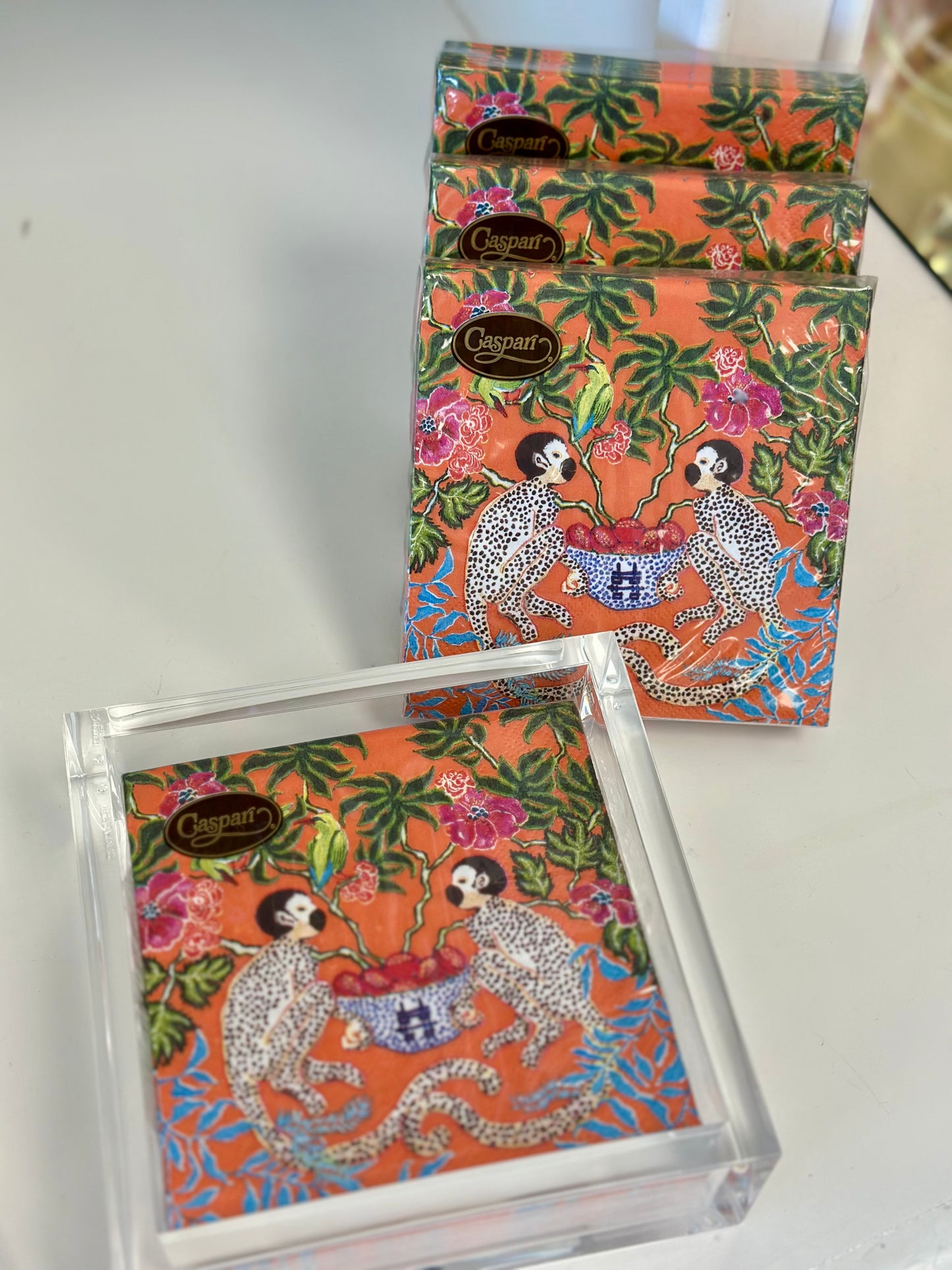 Caspari Cocktail Napkins - Monkeys