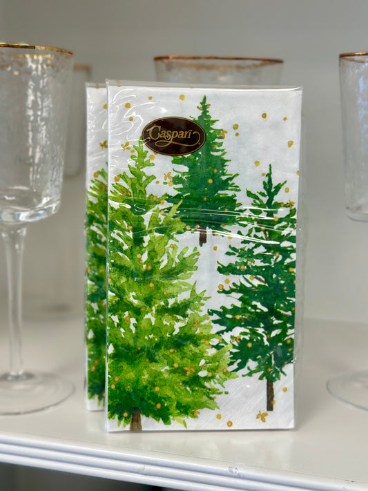 Caspari Guest Towel Napkins - White Christmas