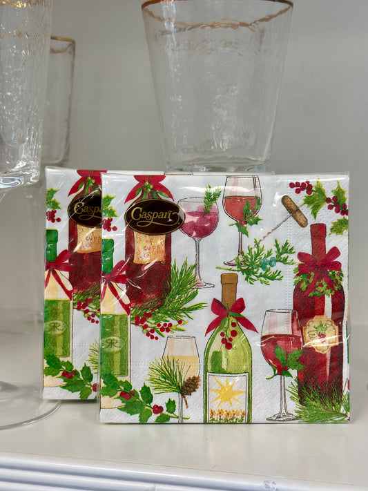 Caspari Beverage Napkins - A Christmas Toast