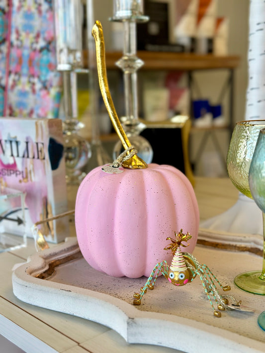 Glitterville Medium Paper Mache Pumpkin - Light Pink