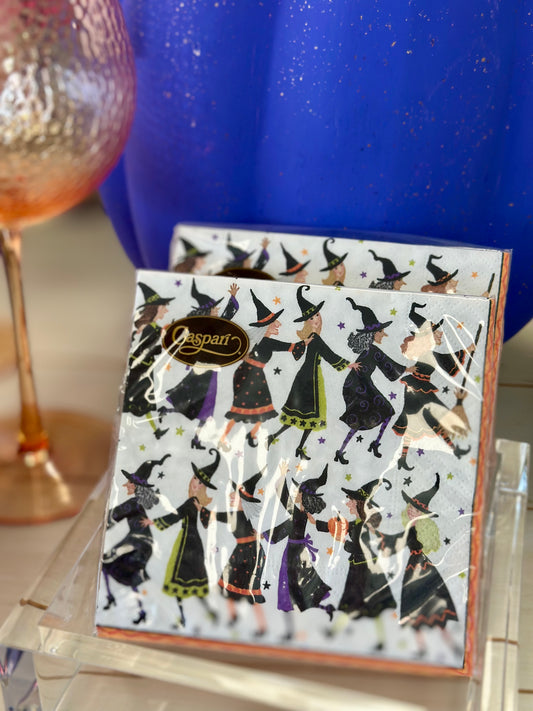 Caspari Cocktail Napkins - Witches Conga Line