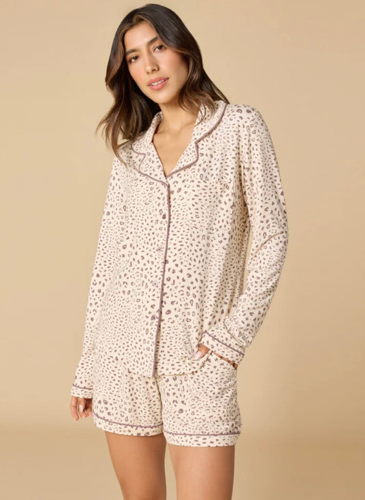 Softies Aria Slim Notch Collar PJ Short Set - Wild Almond