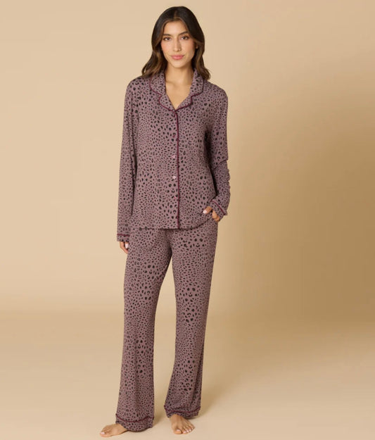 Softies Aria Slim Notch Collar PJ Pant Set - Wild Driftwood