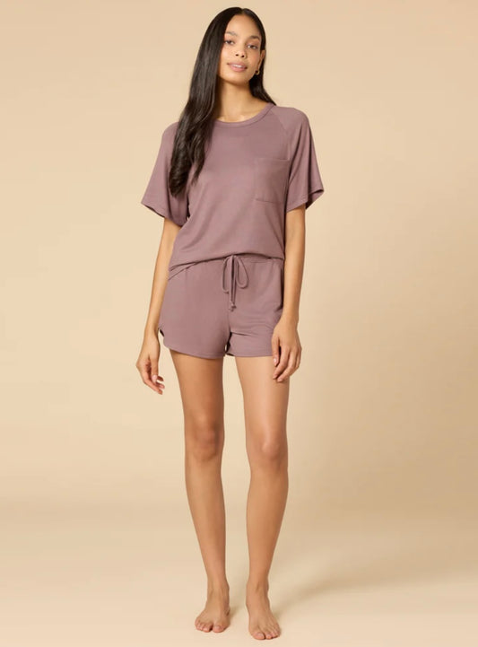 Softies Dream Slouchy Tee Top with Shorts Set - Driftwood