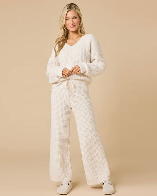Softies Marshmallow V-Neck Luxe Lounge Set - Almond