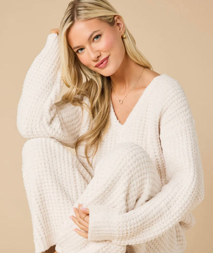 Softies Marshmallow V-Neck Luxe Lounge Set - Almond
