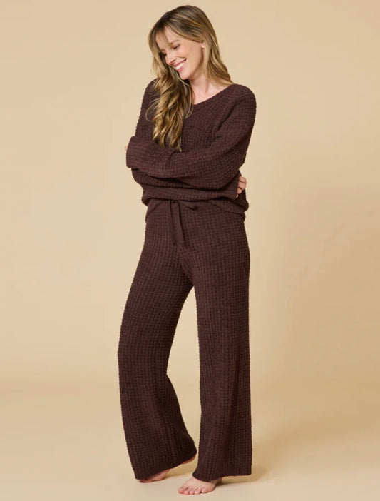 Softies Marshmallow V-Neck Luxe Lounge Set - Espresso