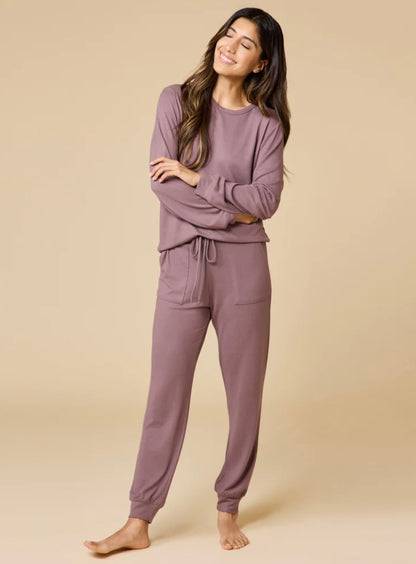 Softies Dream Jersey Crew Neck Lounge Set - Driftwood